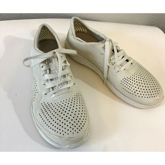 Crocs LiteRide Pacer Men's Size 12 Lace up‎ Sneaker Shoes Ivory 204967 - Picture 1 of 5